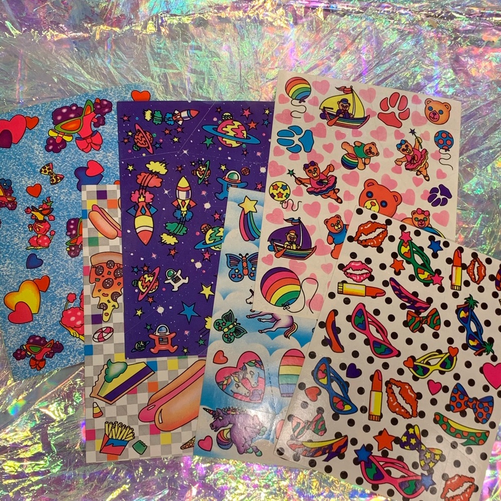 SIX FULL VERY EARLY LISA FRANK STICKER SHEETS - Picture 2 of 4
